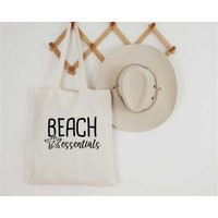 Beach Essentials Tote Bag, Summer Pool Canvas Reusable Eco Friendly Bag | Etsy (US)