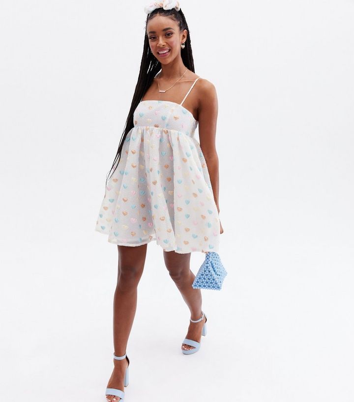 The New Romantic White Heart Mini Smock Dress
						
						Add to Saved Items
						Remove from S... | New Look (UK)