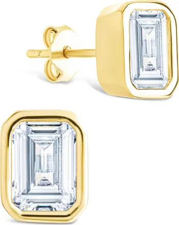 Sterling Forever Emerald-Cut Cubic Zirconia Stud Earrings | Nordstrom | Nordstrom