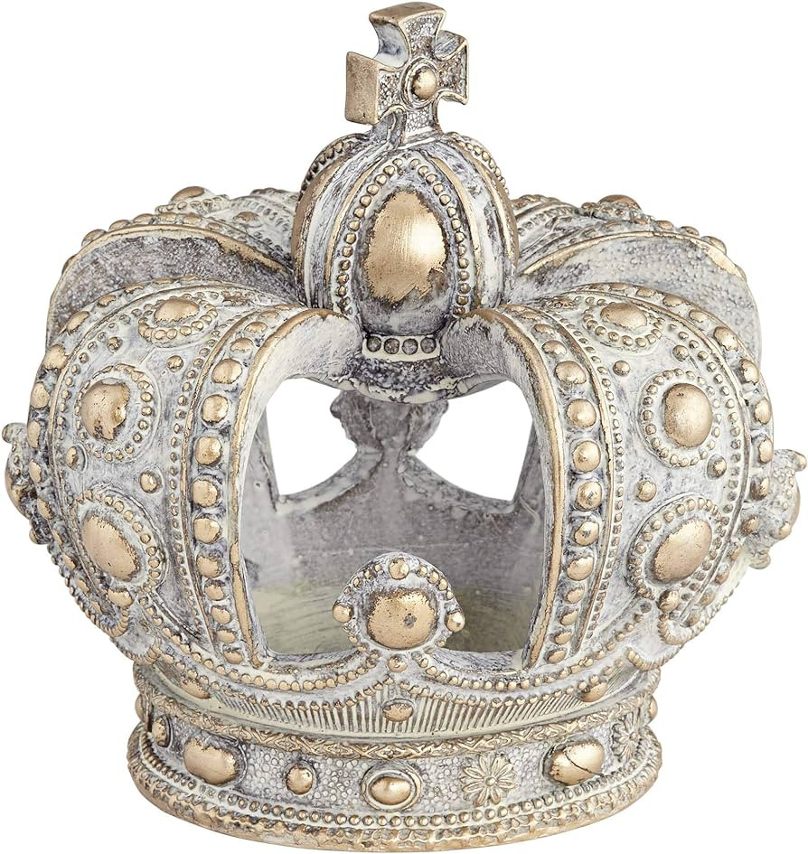 Kensington Hill Antique White Wash 6 3/4" High Crown Sculpture | Amazon (US)