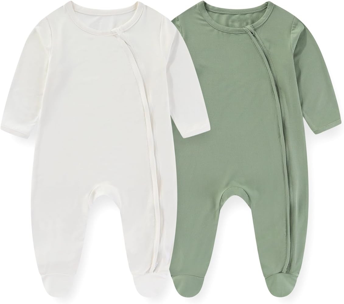 JELYLOVE Unisex Baby Boy Girl Footies Romper Rayon derived from Bamboo 2 Pack Infant Jumpsuit Com... | Amazon (CA)