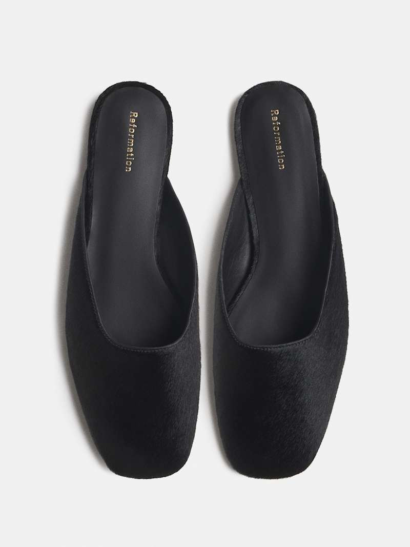 Reformation Inez Flat Mule Brown 10 | Reformation (Global)