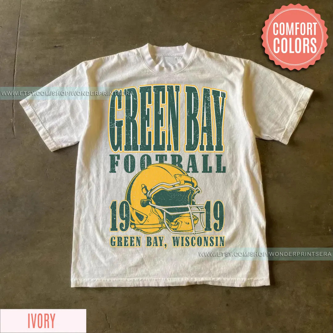Green Bay Football Vintage Style Comfort Colors T-shirt, Retro Green Bay Varsity Crewneck T-shirt... | Etsy (US)