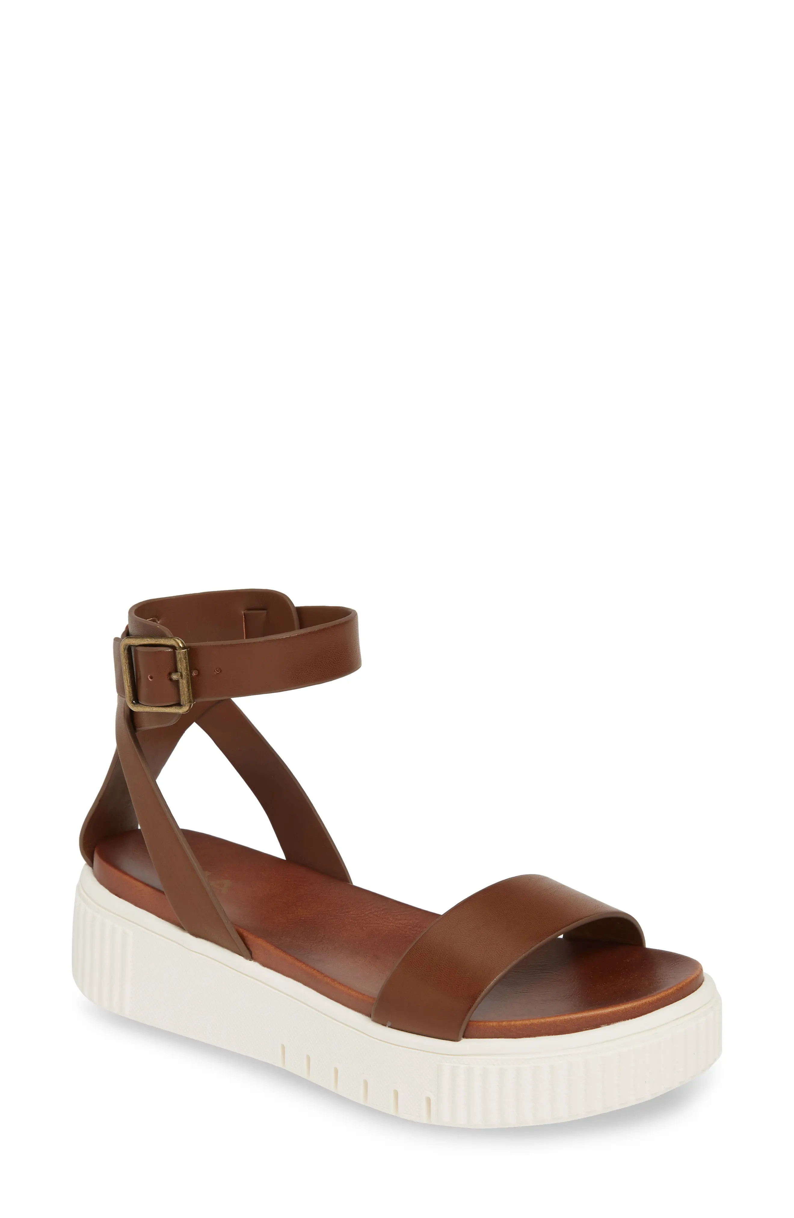 MIA Lunna Platform Ankle Strap Sandal in Cognac at Nordstrom, Size 8.5 | Nordstrom