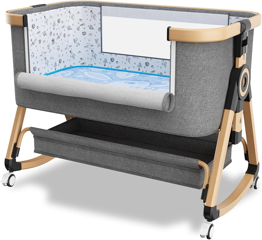 3 in 1 Baby Bassinet,Bedside Sleeper with Storage Basket and Wheels,Portable Baby Crib with Mosqu... | Amazon (US)