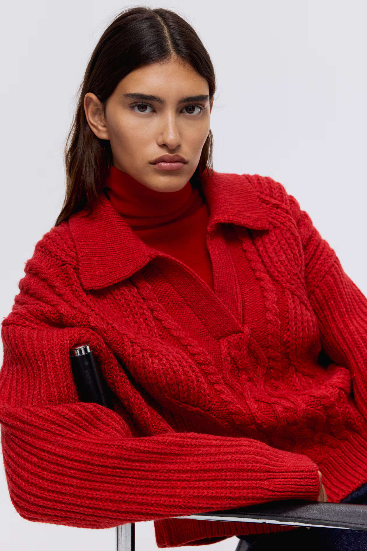 Cable-Knit Sweater with Collar | H&M (US + CA)