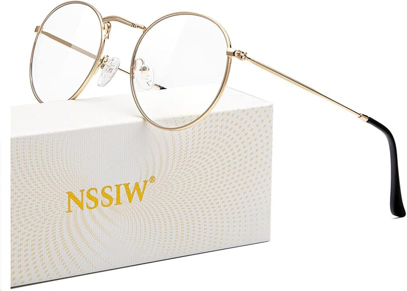 NSSIW Blue Light Blocking Glasses for Men and Women, Fashion Glasses Metal Frame, Clear Lens with... | Amazon (CA)