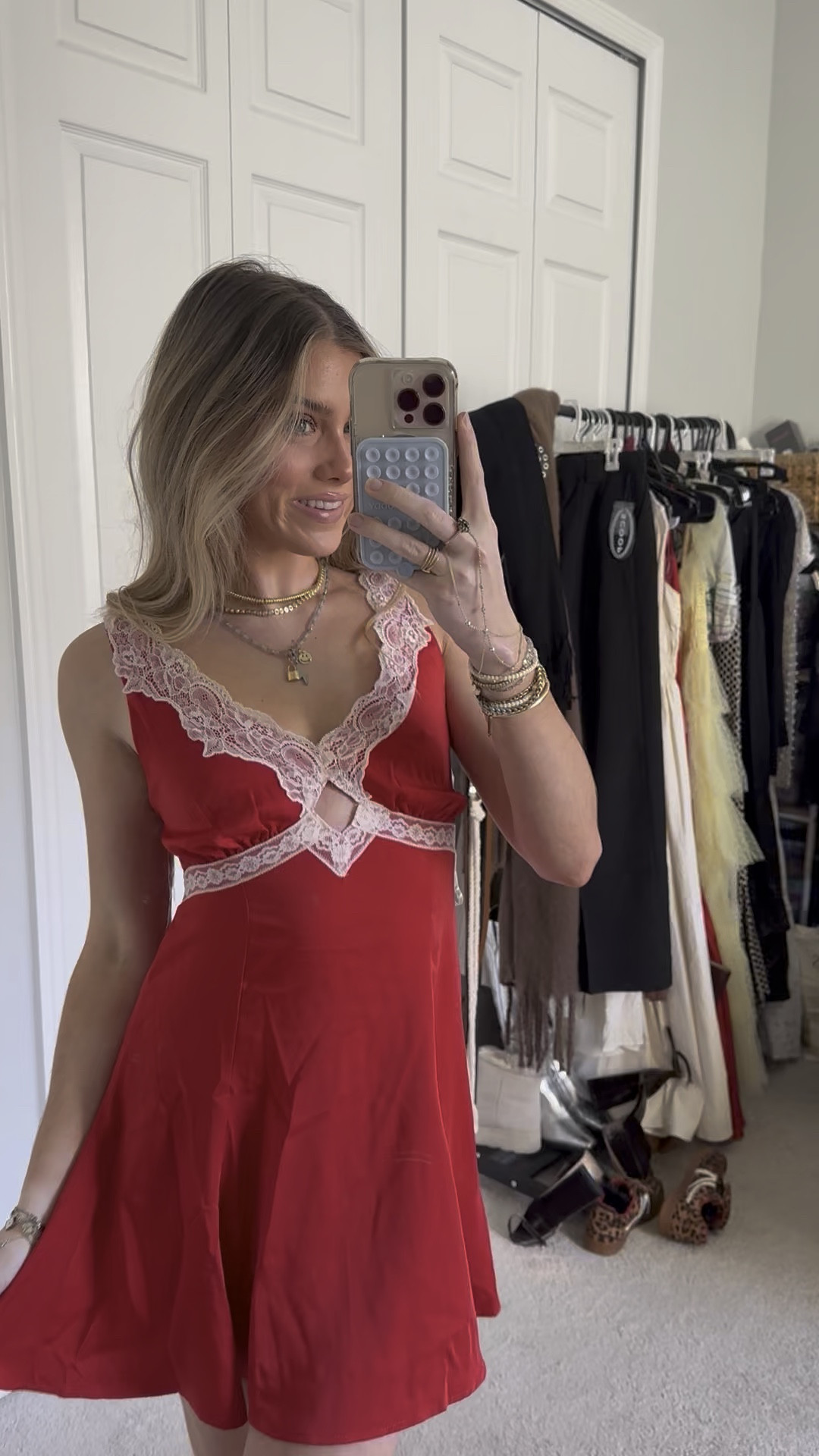 Target red slip dress in size XS. Frankie’s bikini dress dupe. Solid satin slip dress Wild Fable™ with a deep V-neckline, keyhole cutout and lace trim accents. Made from midweight recycled polyester with spandex and polyester lining for comfy wear that moves with you. Tailored in a mini-length silhouette, it features adjustable straps and a side zipper for a secure fit.

#LTKSeasonal #LTKWatchNow #LTKFindsUnder50