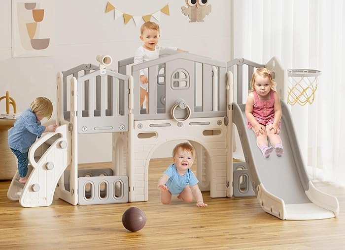 XJD 9 in 1 Toddler Slide Set, Kids Slide for Toddlers Age 1+, Toddler Climber Slide PlaySet with ... | Amazon (US)