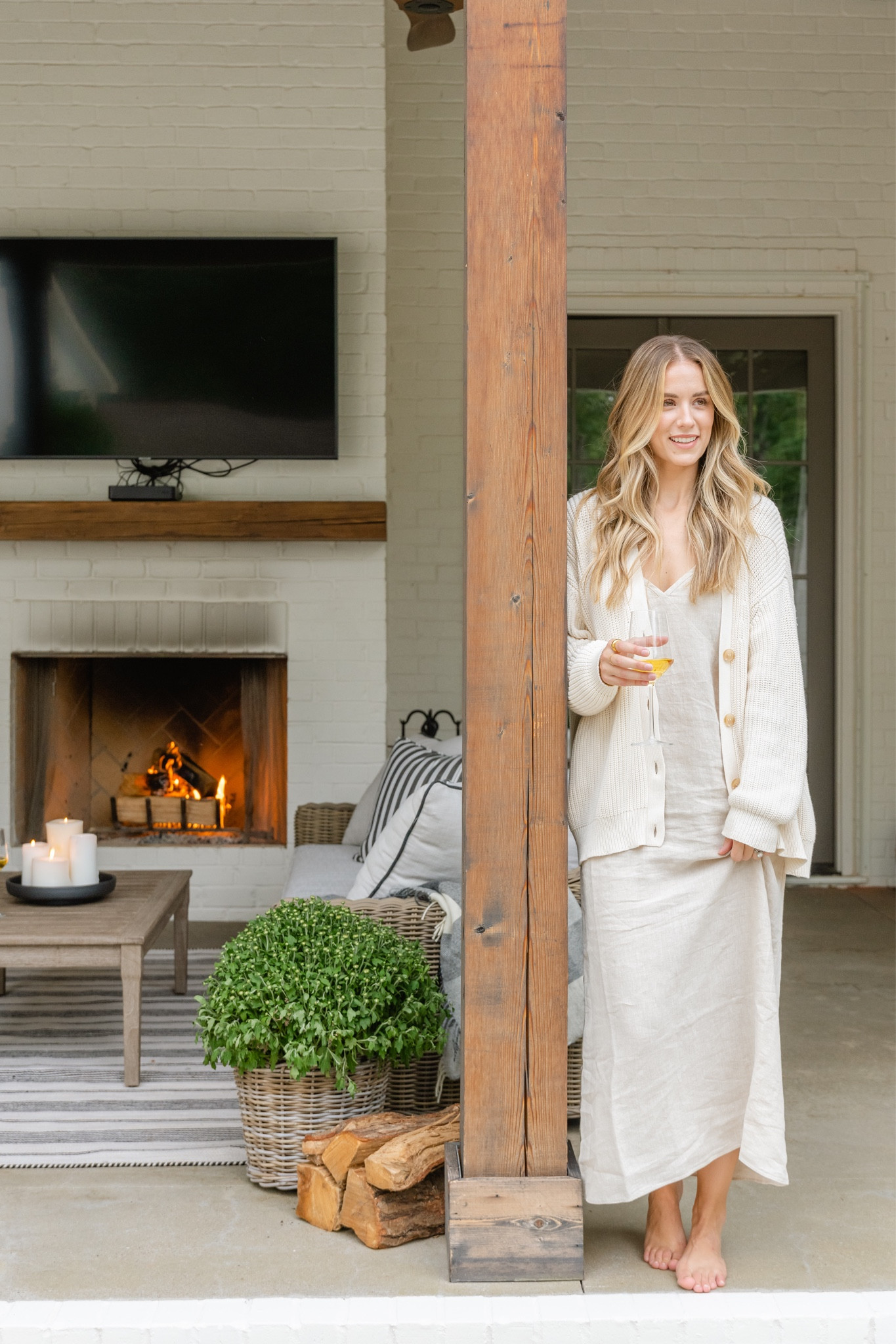 Causal fall back porch look by the fire 

#LTKSeasonal #LTKhome