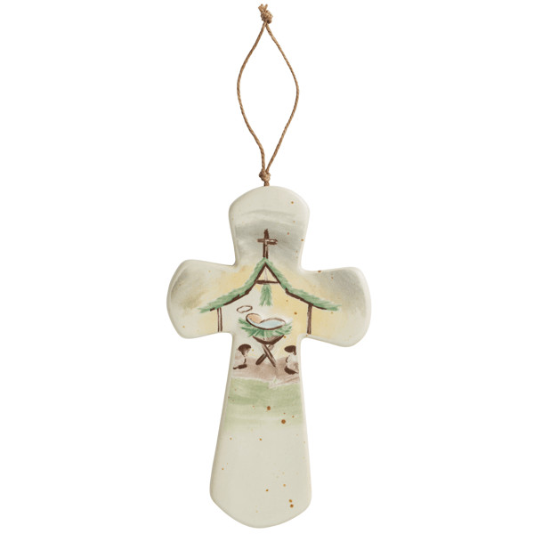 Ceramic Manger Nativity Cross | Mud Pie