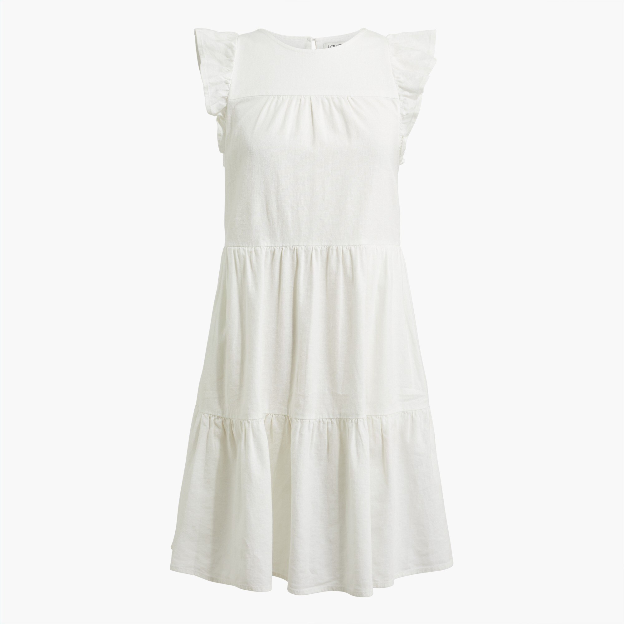 Linen-blend ruffle-sleeve tiered mini dress | J.Crew Factory