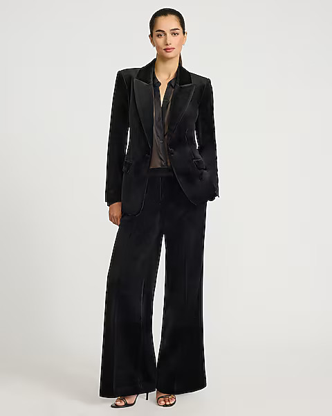 Editor Velvet Mid Rise Wide Leg Pant | Express
