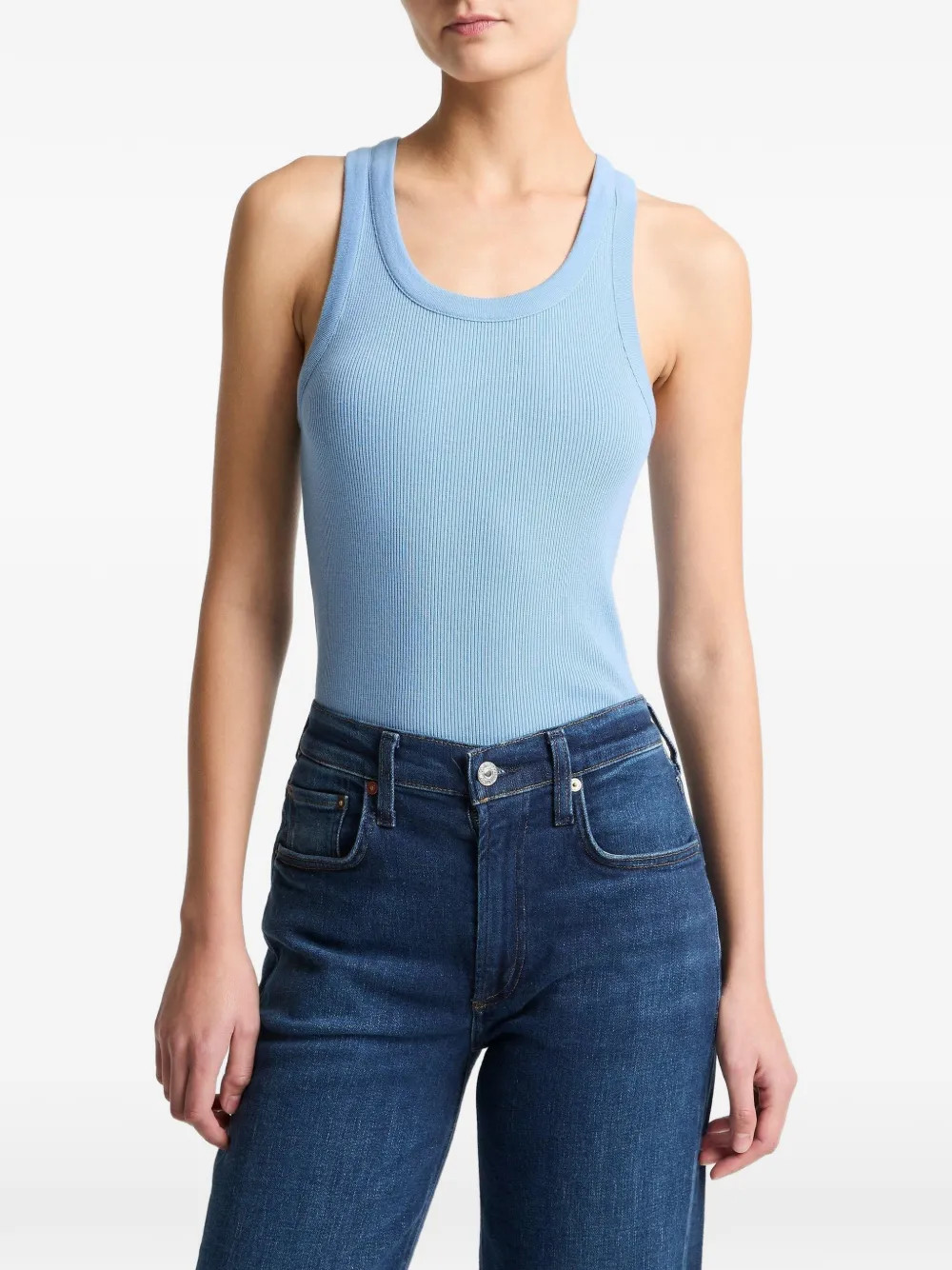 Vince Ribbed scoop-neck Tank Top | Blue | FARFETCH IE | Farfetch Global
