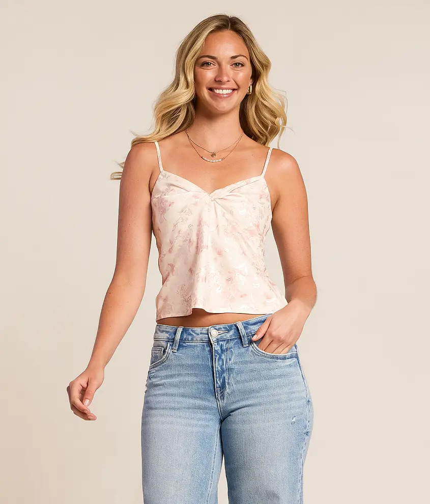 Floral Satin Cropped Tank Top | Buckle