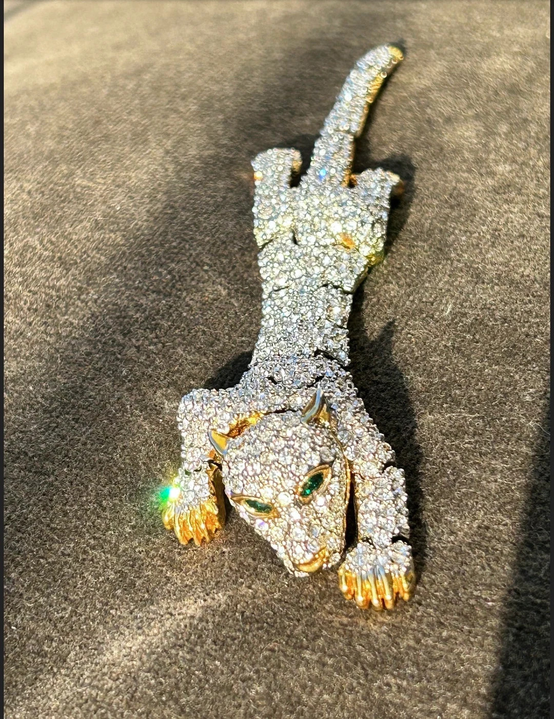 Gold Tone Vintage Panther Shoulder Draping Rhinestone Brooch | Etsy (US)