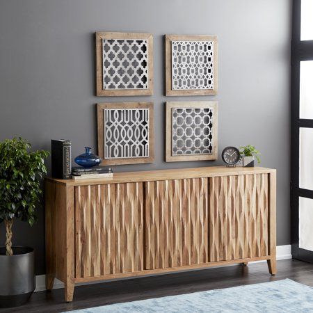 Decmode - Long Acacia Wood Sideboard with 6 Cabinets, 72"" x 34 | Walmart (US)