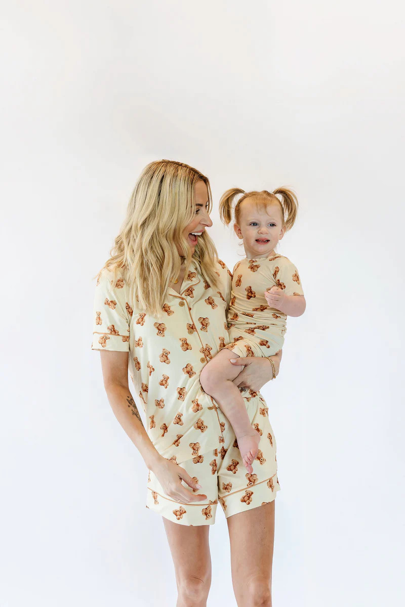 Kids Teddy Bear Short Sleeve Pajama Top | Sunset Snuggles
