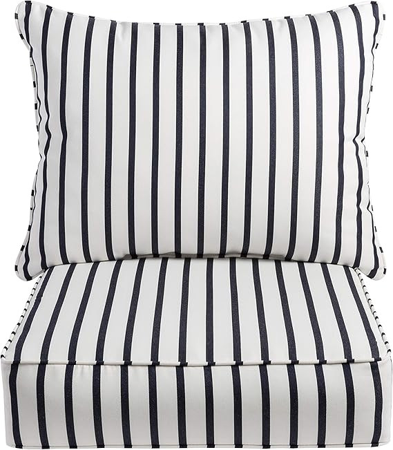 Sorra Home Indoor or Outdoor Sunbrella Deep Seating Cushion & Pillow Corded Edges, 2 Piece Set, L... | Amazon (US)