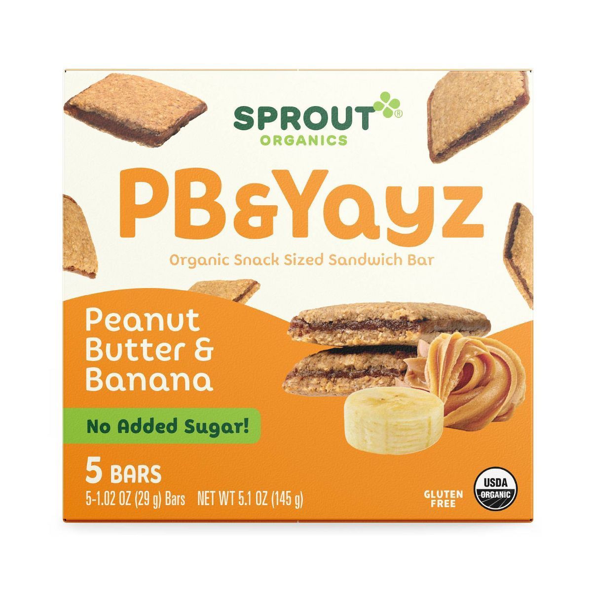 Sprout Foods Organic PB & Yayz Peanut Butter & Banana Sandwich Bars Toddler Snacks - 5.1oz/5ct | Target