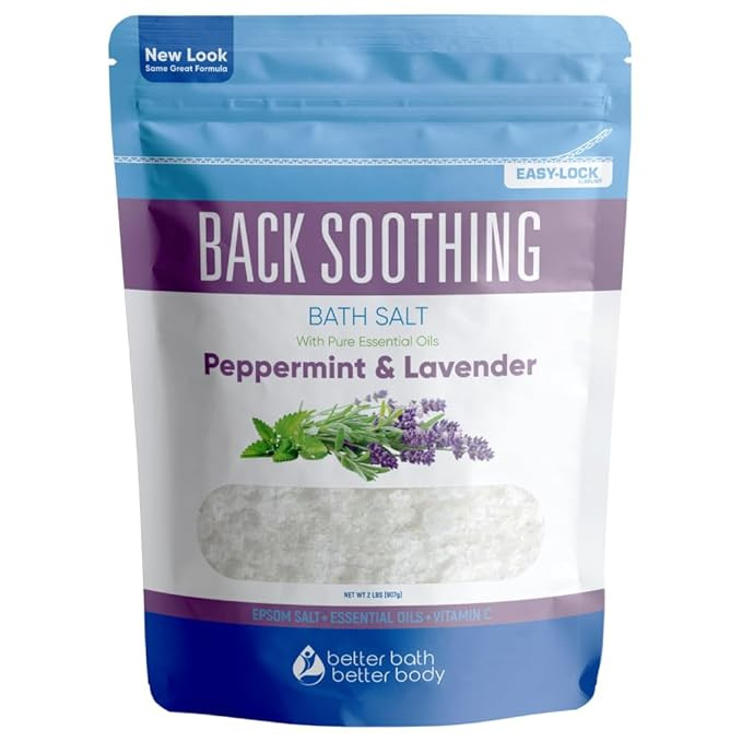 Back Soothing Bath Salt 32 Ounces Epsom Salt with Natural Bergamot, Lavender, Eucalyptus and Pepp... | Amazon (US)