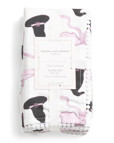 Set Of 4 Witch Hat And Bow Napkins | TJ Maxx