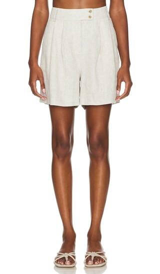 Beckett Linen Shorts in Flax | Revolve Clothing (Global)