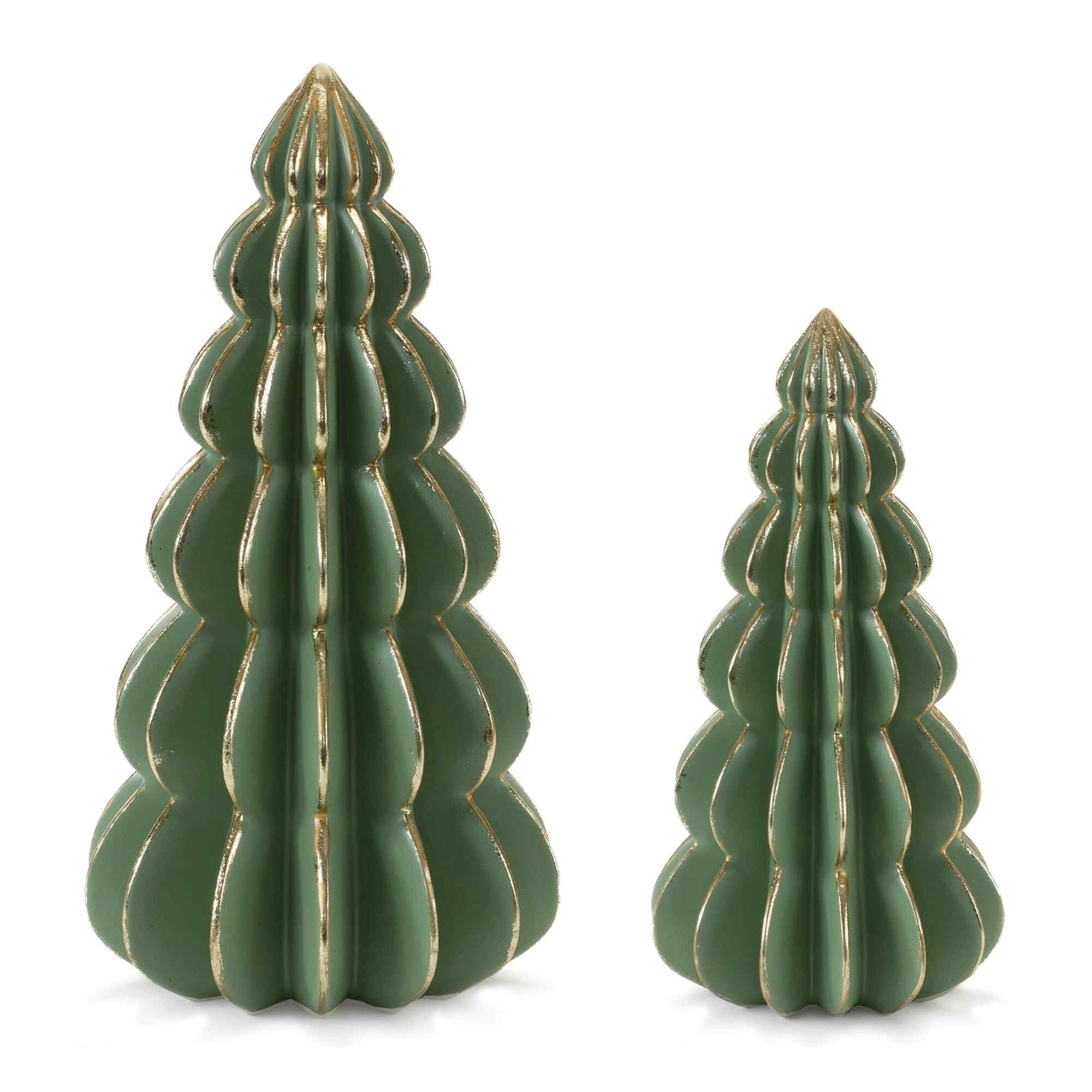 Pine Tree Christmas Tabletop Decorations - 11" - Green Gold - Set of 2 | Bed Bath & Beyond
