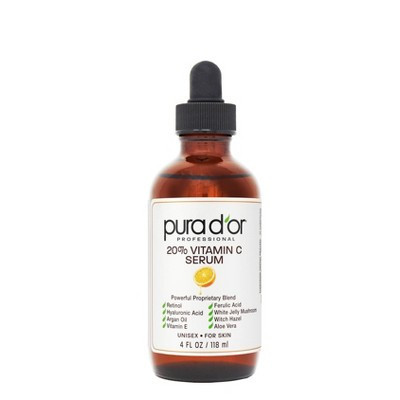 Pura d'or 20% Vitamin C Serum - 4 fl oz: Anti-Aging Facial Treatment with Aloe Vera & Argan Oil, Hydrating & Brightening | Target