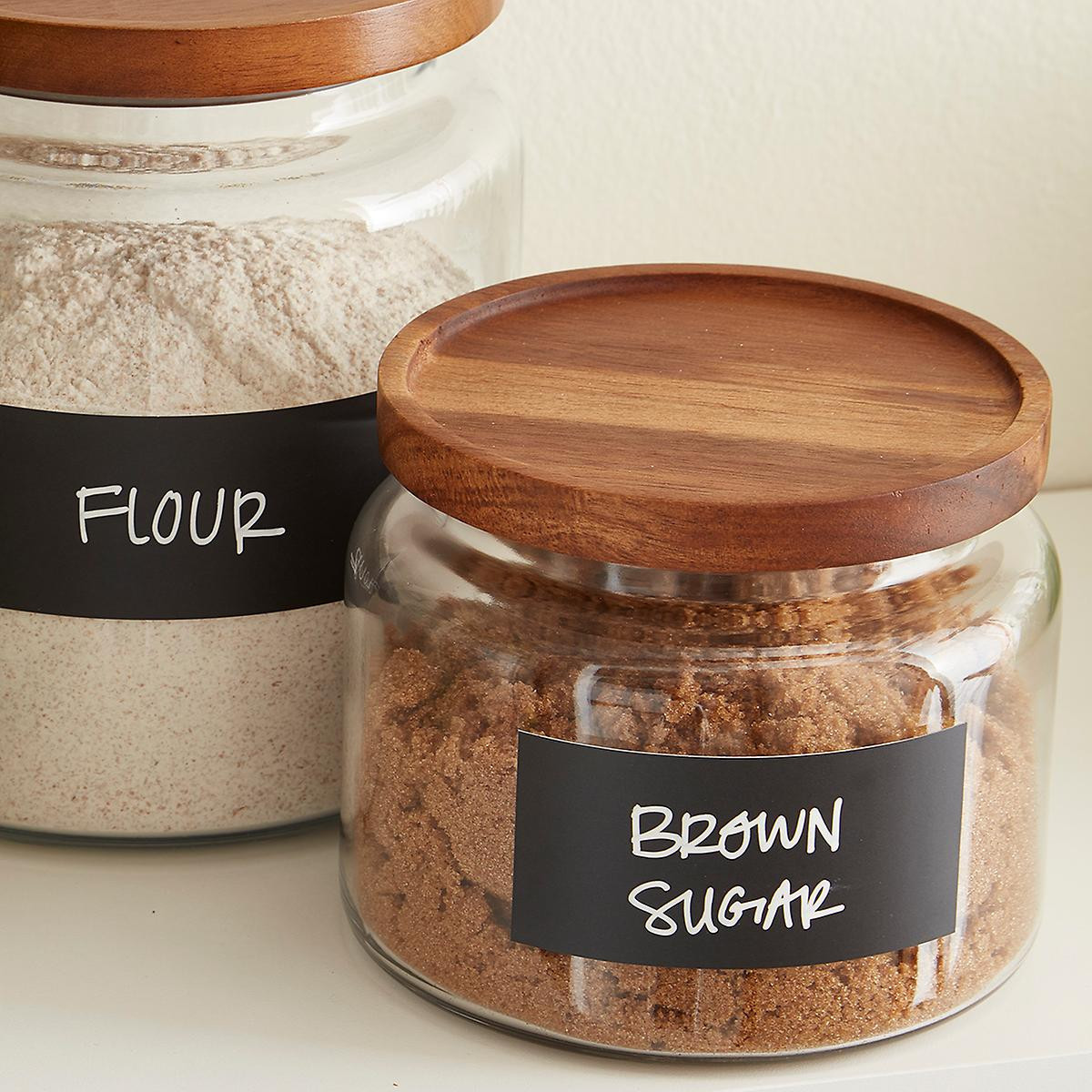 Anchor Hocking Montana Glass Canisters with Acacia Lids | The Container Store