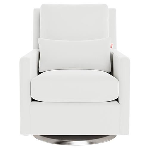 Monte Design Como Modern White Stainless Steel Swivel Glider | Kathy Kuo Home