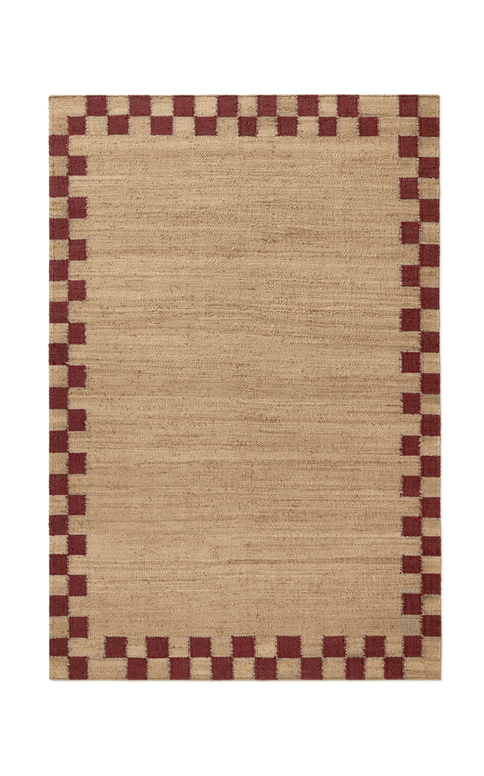 Jute Border by Nordic Knots, Flatweave Area Rug in Red, Size 8' X 10' | Moda Operandi (Global)