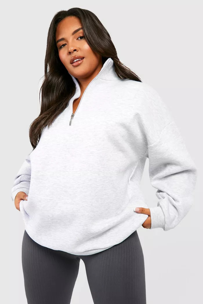 Plus Oversized Half Zip Sweatshirt | boohoo (US & Canada)