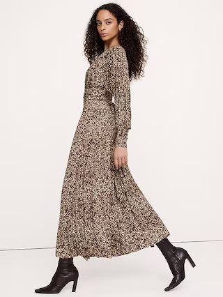 Jersey Draped Gigot Sleeve Maxi Dress | Banana Republic (US)