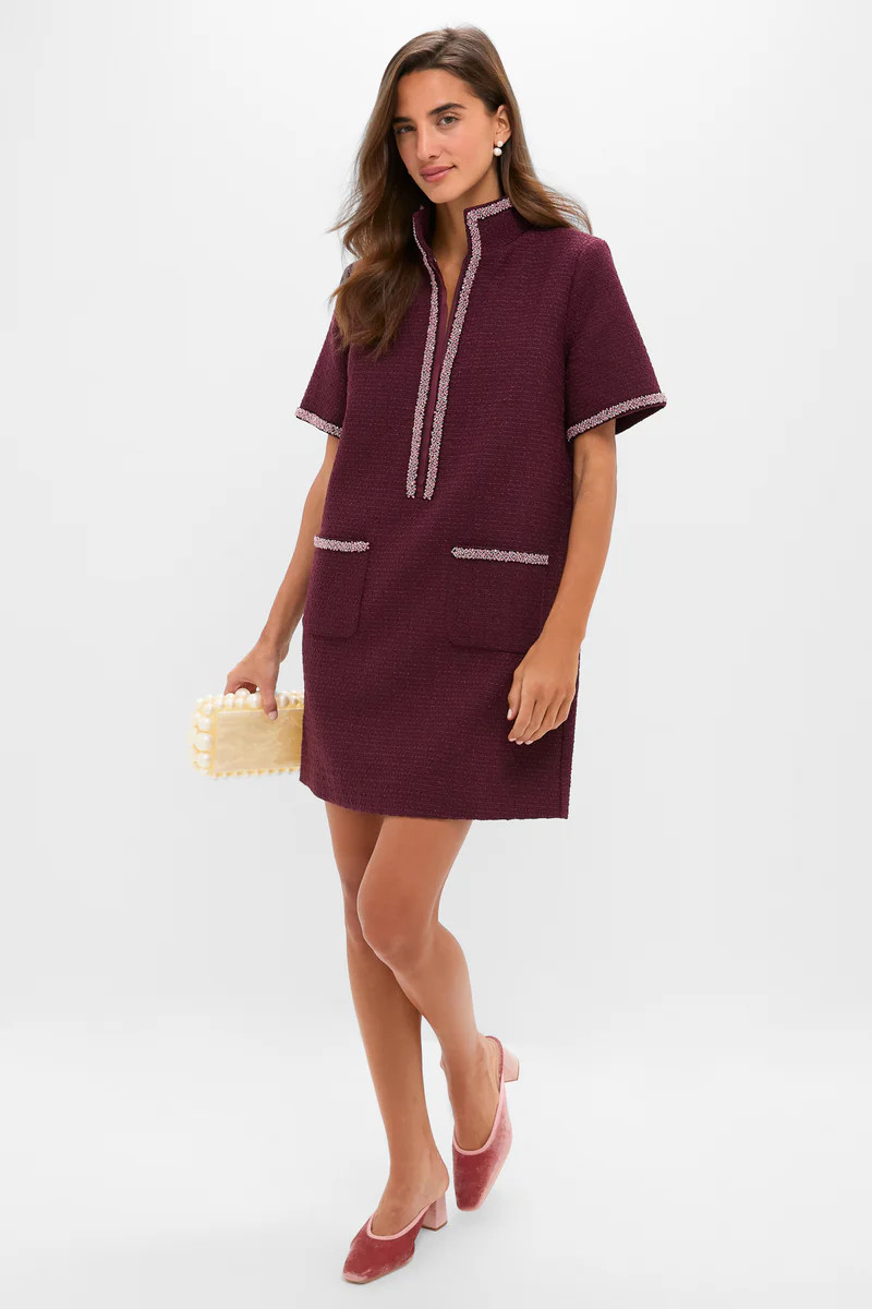 Winetasting Tweed Embellished Ophelia Dress | Tuckernuck (US)