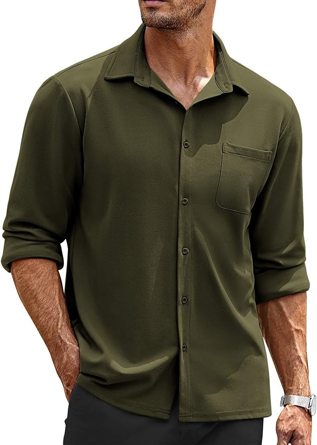 COOFANDY Mens Casual Button Down Shirts Long Sleeve Wrinkle Free Shirt | Amazon (US)