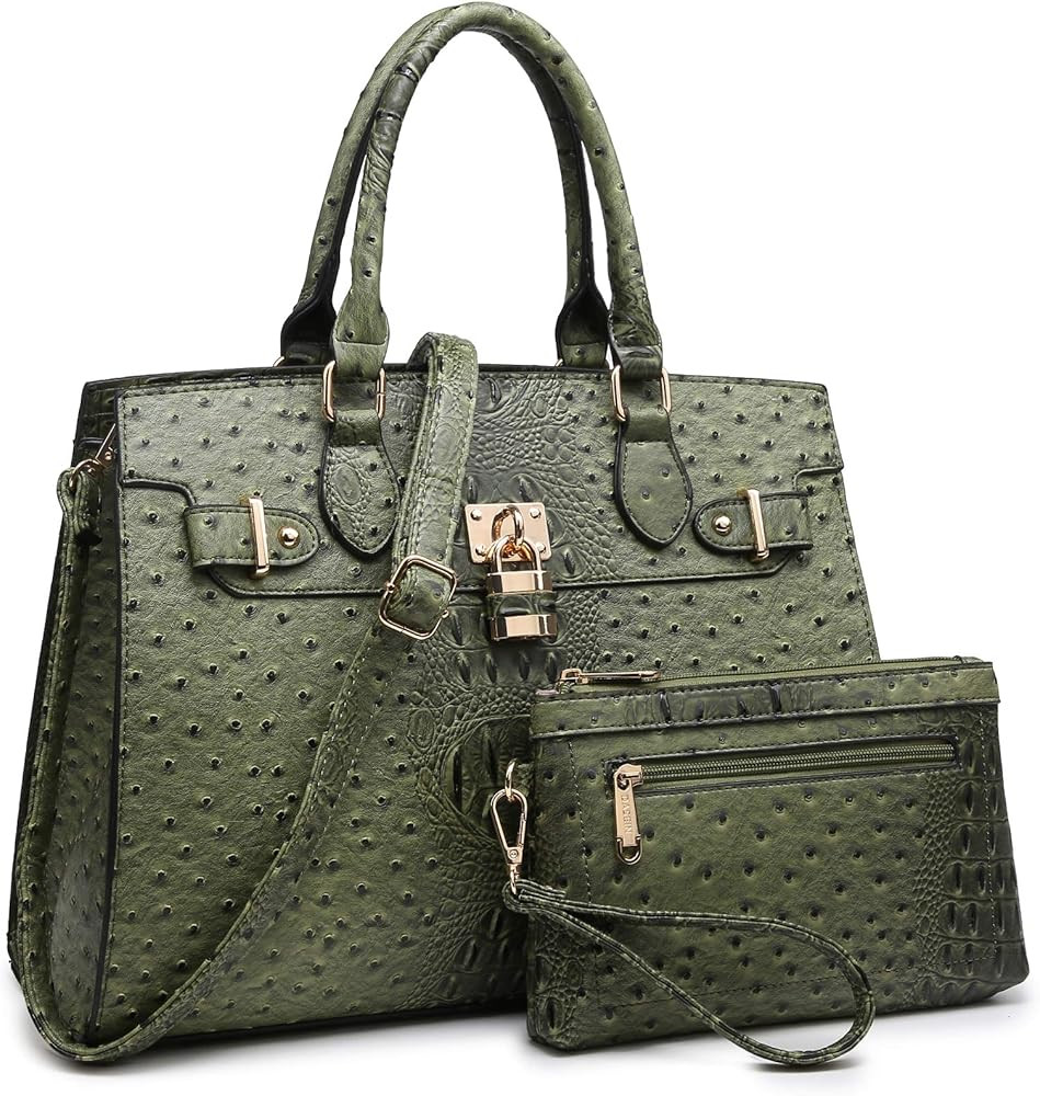 Bolso de mano y bolsos para mujer con asa superior de avestruz, bolsa de trabajo con cartera | Amazon (US)