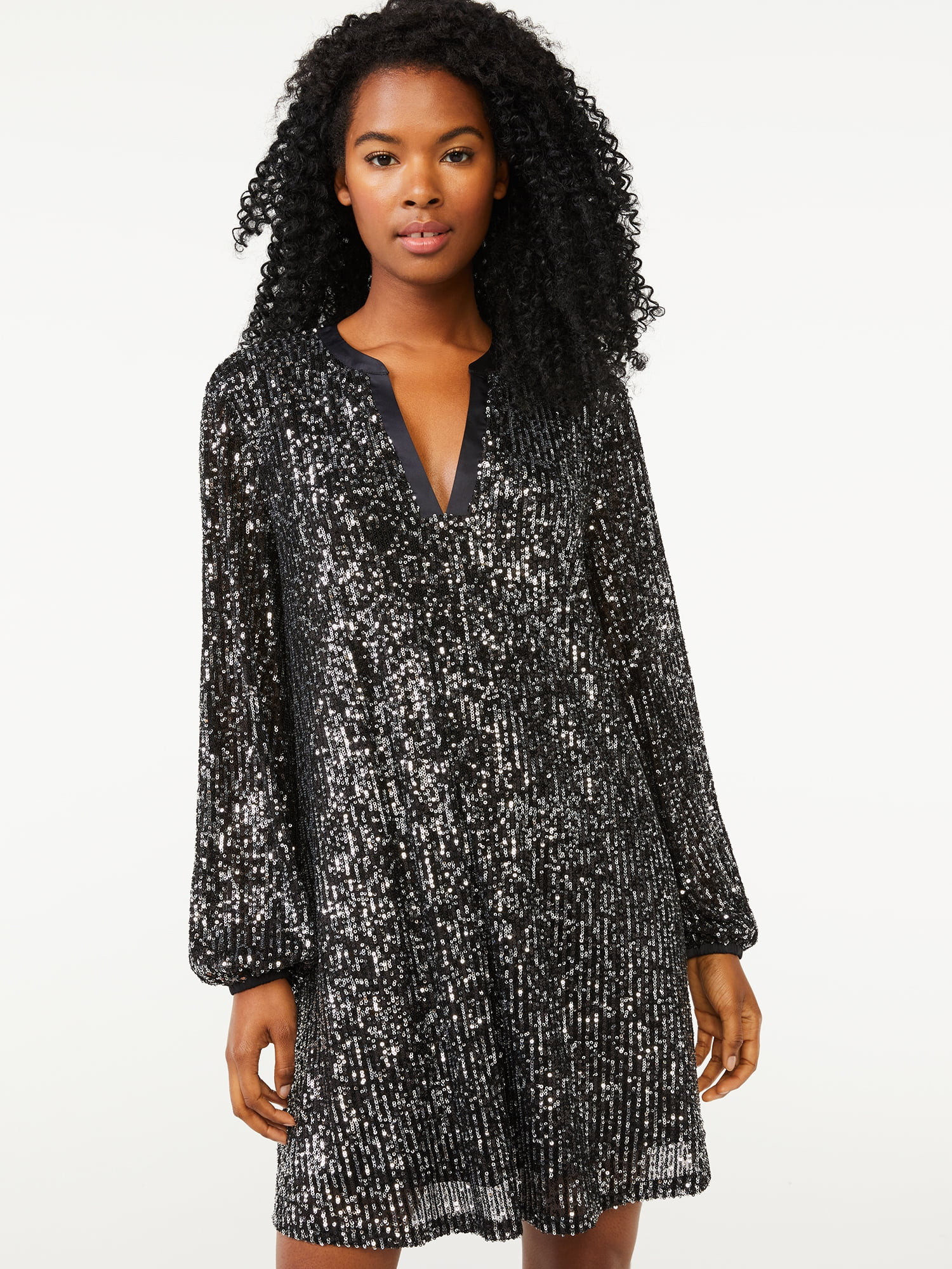 Scoop Women's Stretch Sequin Mini Tunic Dress - Walmart.com | Walmart (US)