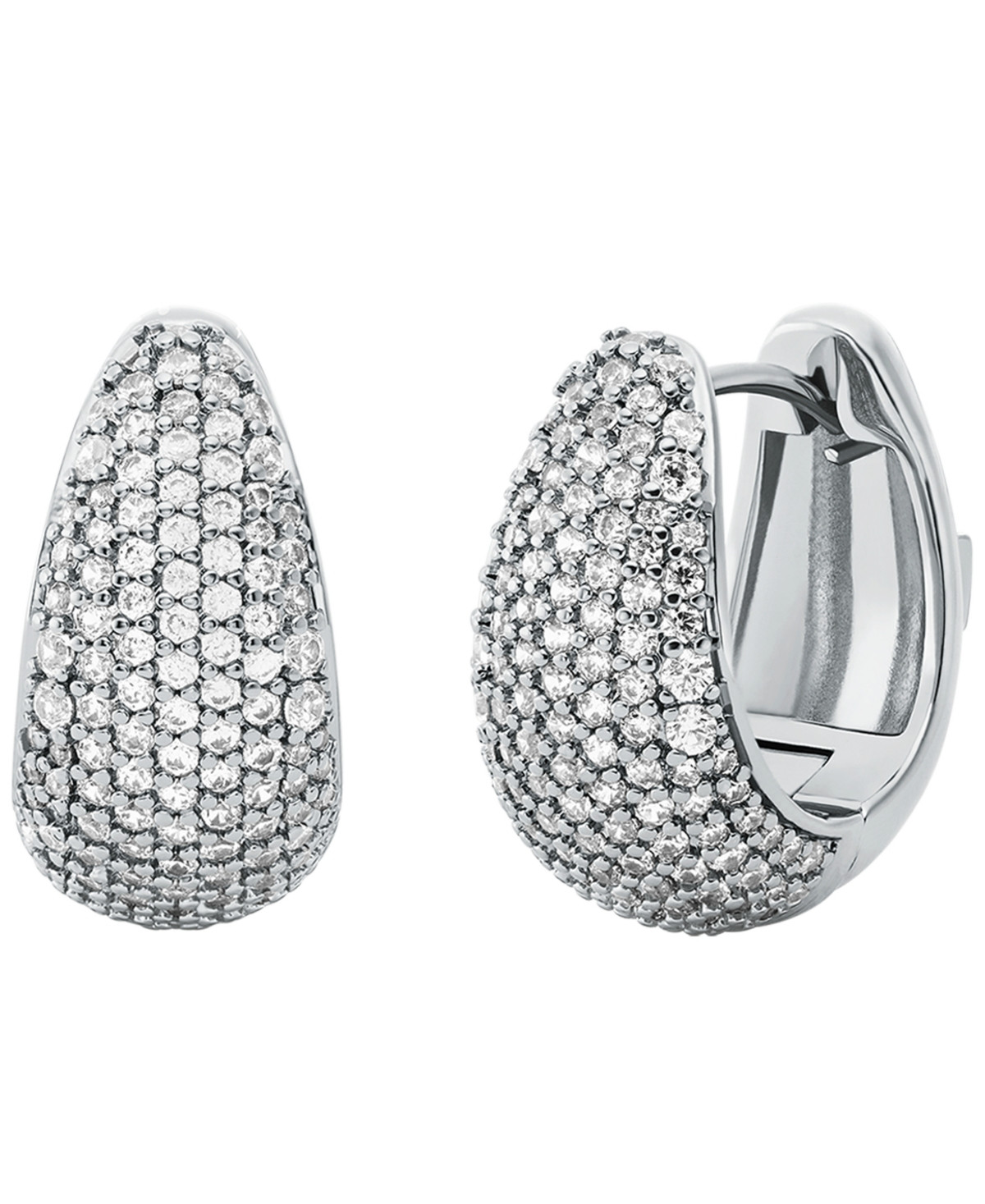 Michael Kors Silver-Tone Teardrop Hoop Earrings - Silver | Macy's