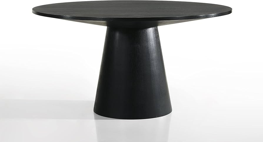 FULife Contemporary Round Dining Table for 2-4, 47" Circular Black Wooden Tabletop with Pedestal ... | Amazon (US)
