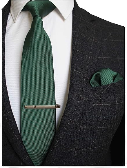 JEMYGINS Solid Color Formal Necktie and Pocket Square Tie Clip Sets for Men | Amazon (US)