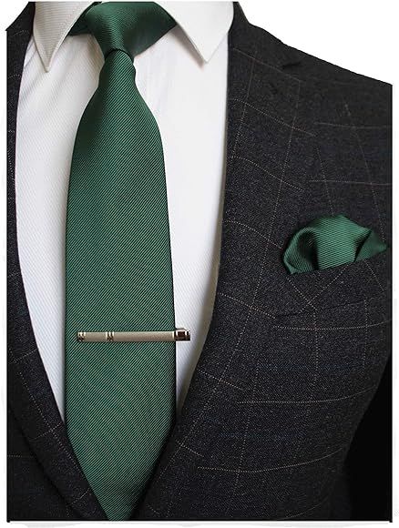 JEMYGINS Solid Color Formal Necktie and Pocket Square Tie Clip Sets for Men | Amazon (US)