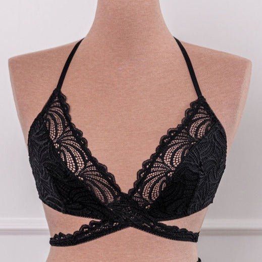 Strappy Wrap Bralette - Black | Mentionables