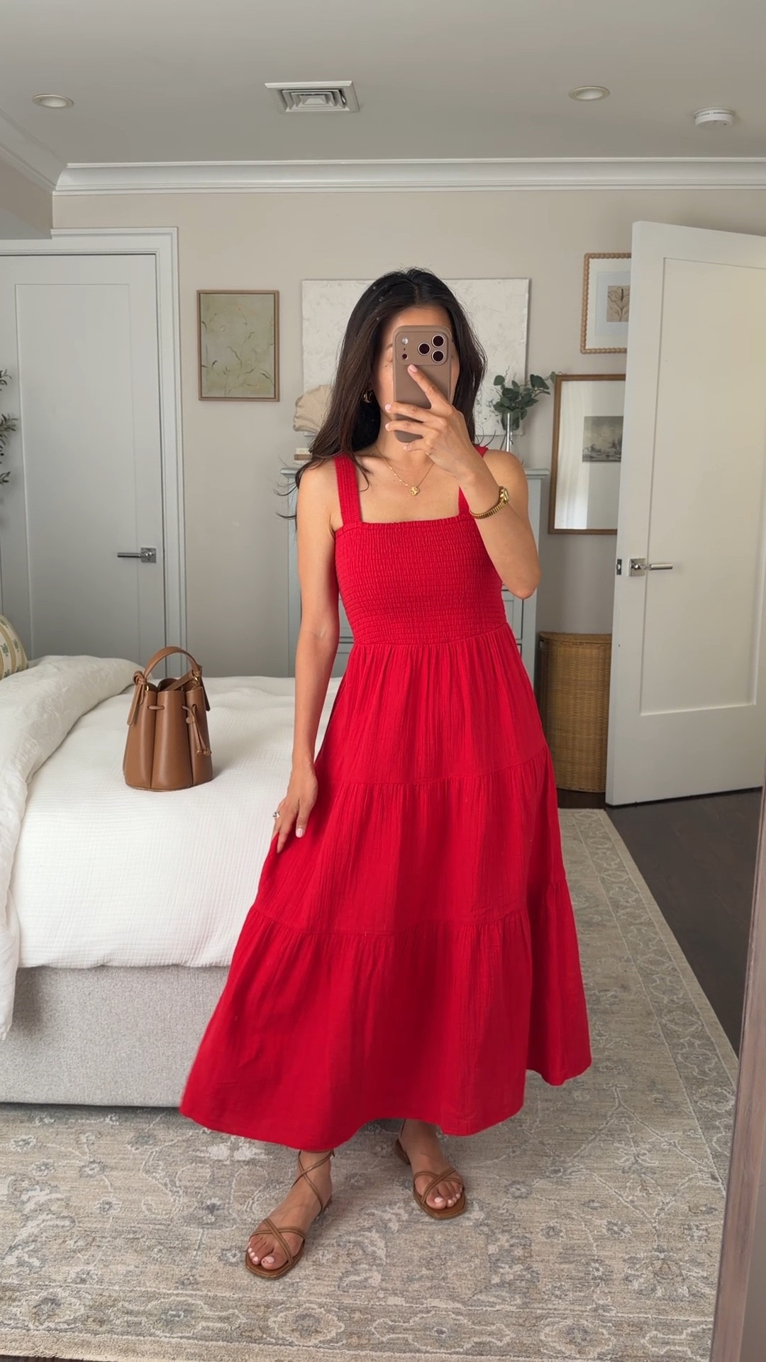Now comes in petite sizing!
• Quince Organic Cotton Gauze Smocked Maxi Dress XS petite - hits ankle length on me, breathable, light and airy, and has pockets 
• Margaux sandals 5 
• Polene bag, linked similar 

Petite friendly summer dress, easy petite summer outfit ideas

#LTKPetite #LTKSeasonal #LTKootd