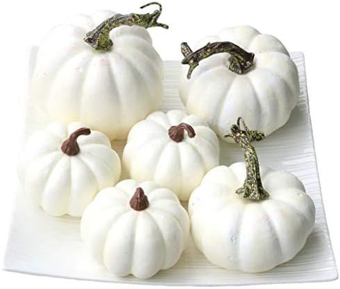 Gresorth 6 PCS Fake White Pumpkins Fall Autumn Halloween Christmas Decoration | Amazon (US)