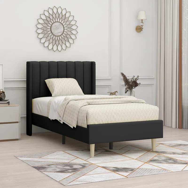 Eriksay Low Profile Upholstered Platform Bed With Wingback Headboard | Wayfair North America