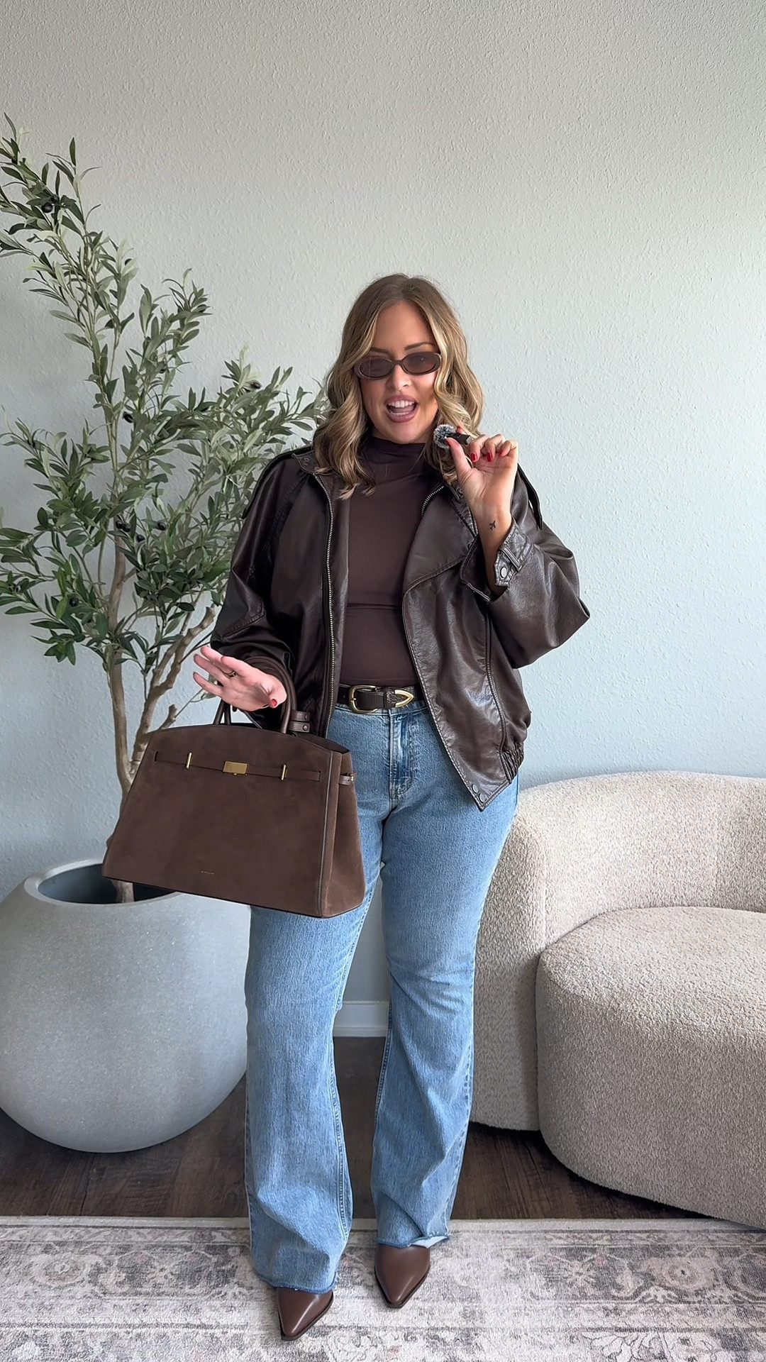 Wearing an XL top & jacket & 33L Jean! 