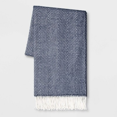 Woven Herringbone Throw Blue/Cream - Threshold™ | Target
