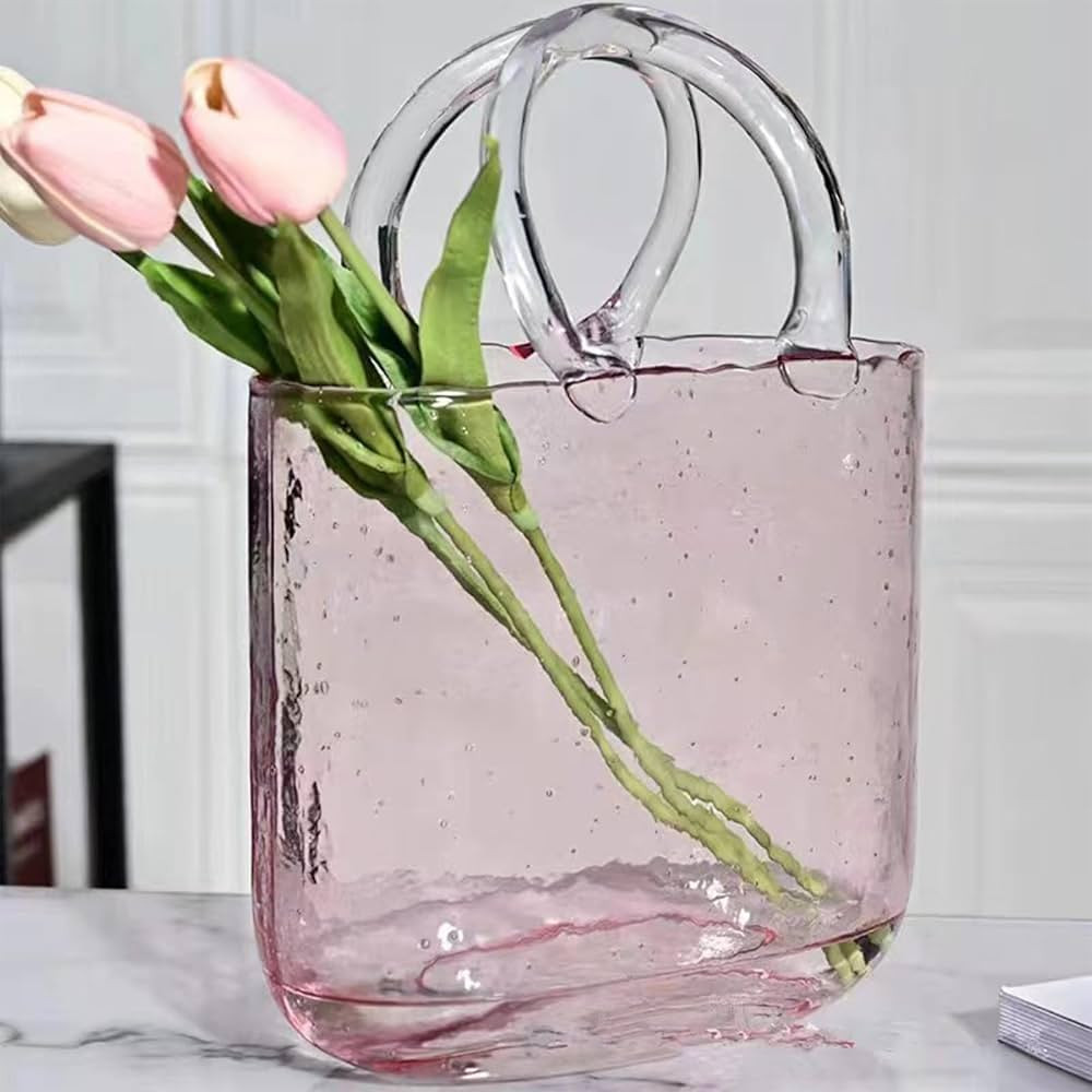 Glass Vase with Elegant Purse Design, Hand Purse vase with Fish Bowl, Unique Flower Vase with Han... | Amazon (US)