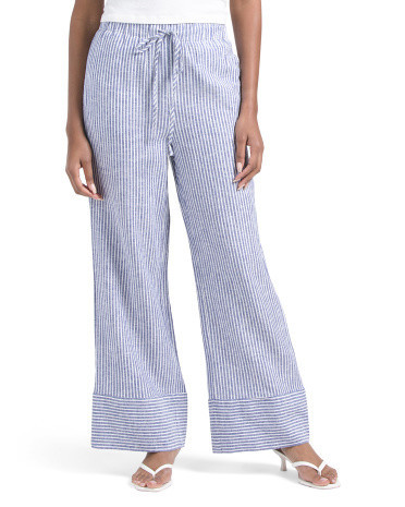 Linen Blend Narrow Palazzo Pull On Yan Dye Pants for Women | Rayon/Cotton | Marshalls